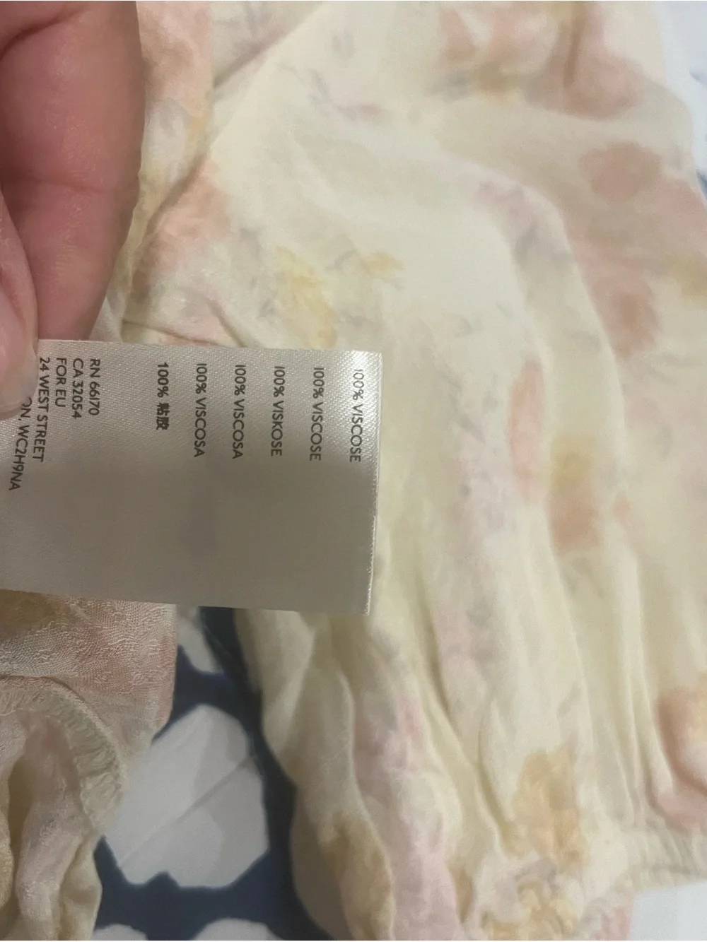 Free People Cream Blouse with Pink & Yellow Floral Print